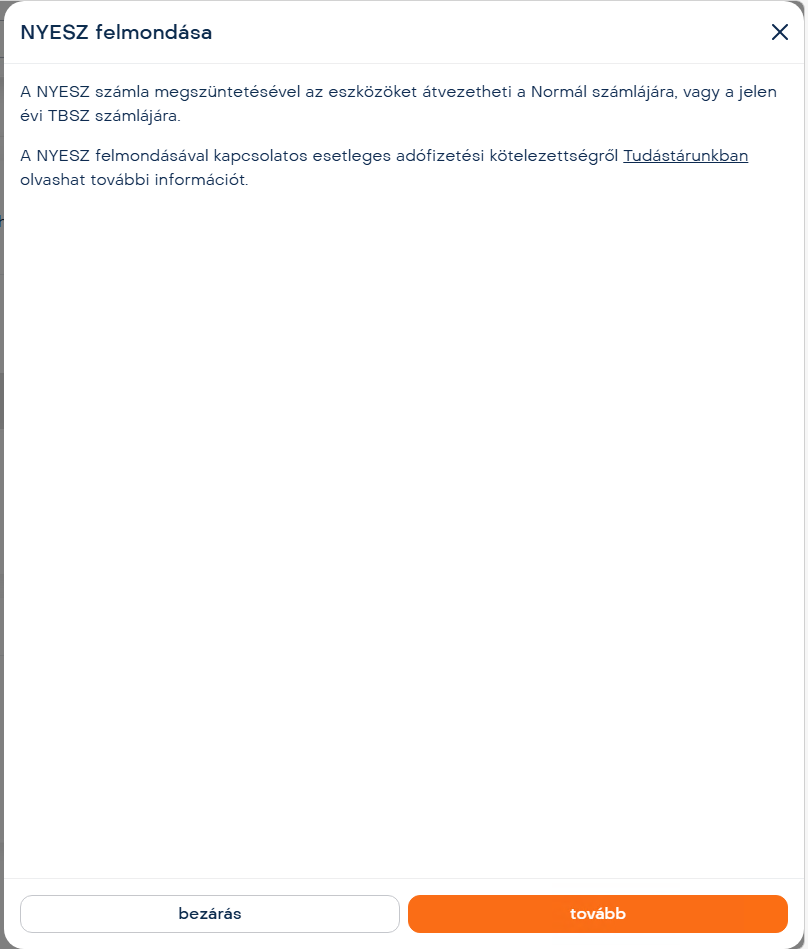 NYESZ számla felmondása